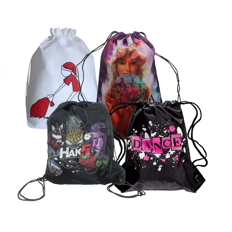 Custom printed Drawstring Backpack Cinch Bag Waterproof Lightweight Storage Sack for Sports 2