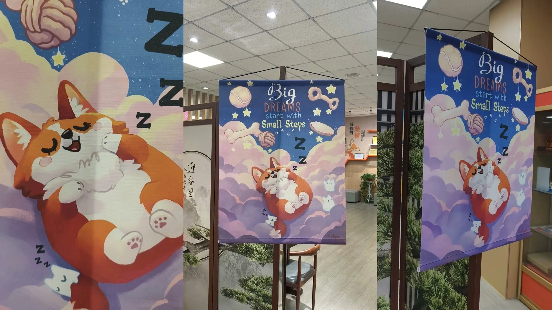 Banner de tela con diseño de la marca TJ Art 1