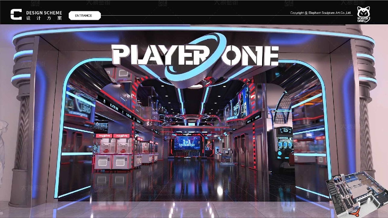 ESAC Design Rendering Space Adventure Themed Kids Indoor Playground Amusement Park Arcade Game Center Of PLAYERONE 1