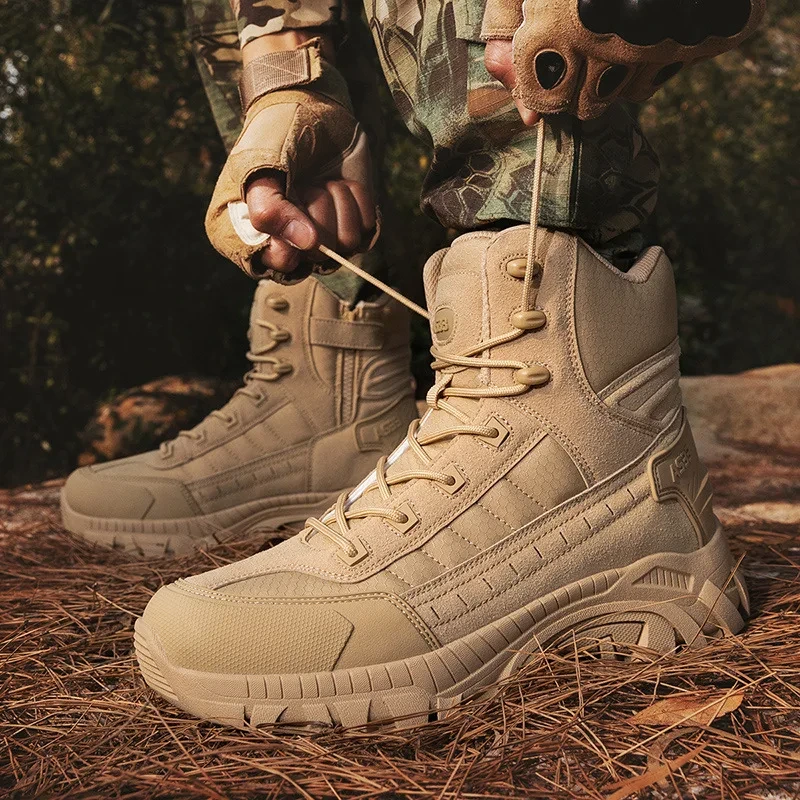 Men's Plus Size Neoprene Lined High-top Desert Hiking Tactical Boots 1