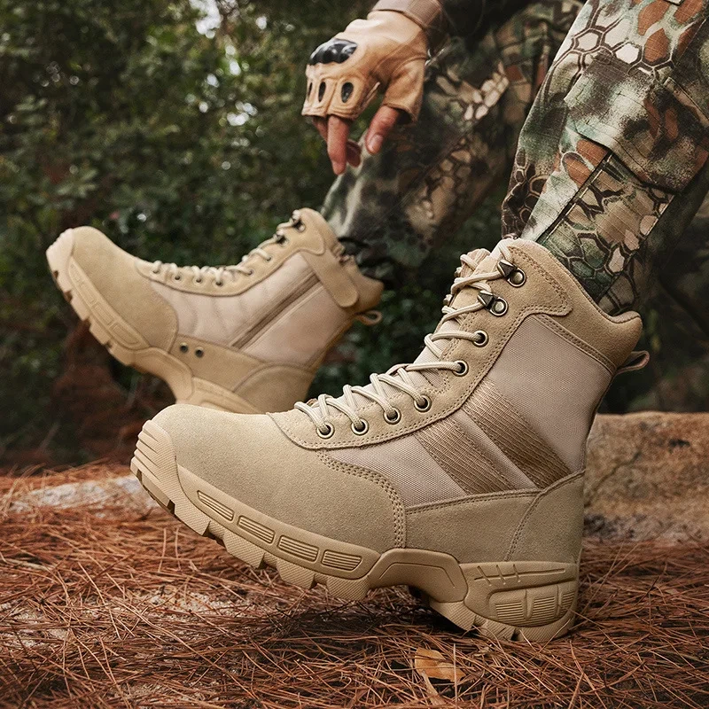 Men's Plus Size High-top Flying Boots 39-47 Spring Autumn Outdoor Desert Mountaineering Labor Protection Snow Steel Toe 1