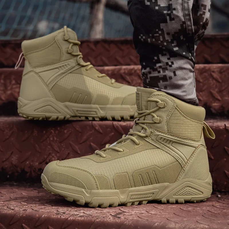 Breathable Hiking Boots for Men - Leather Upper, Rubber Sole 1