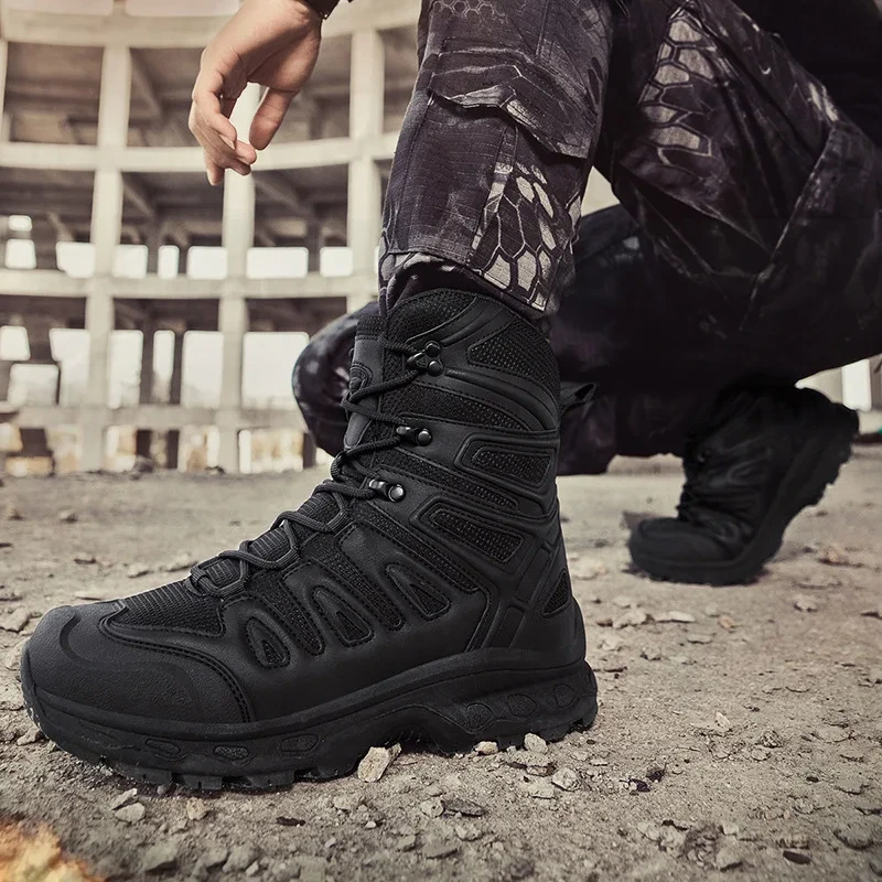 Plus Size Black Outdoor Hiking Hunting Boots 39-47 Winter Summer Rubber Insole Durable Training Shoes 1