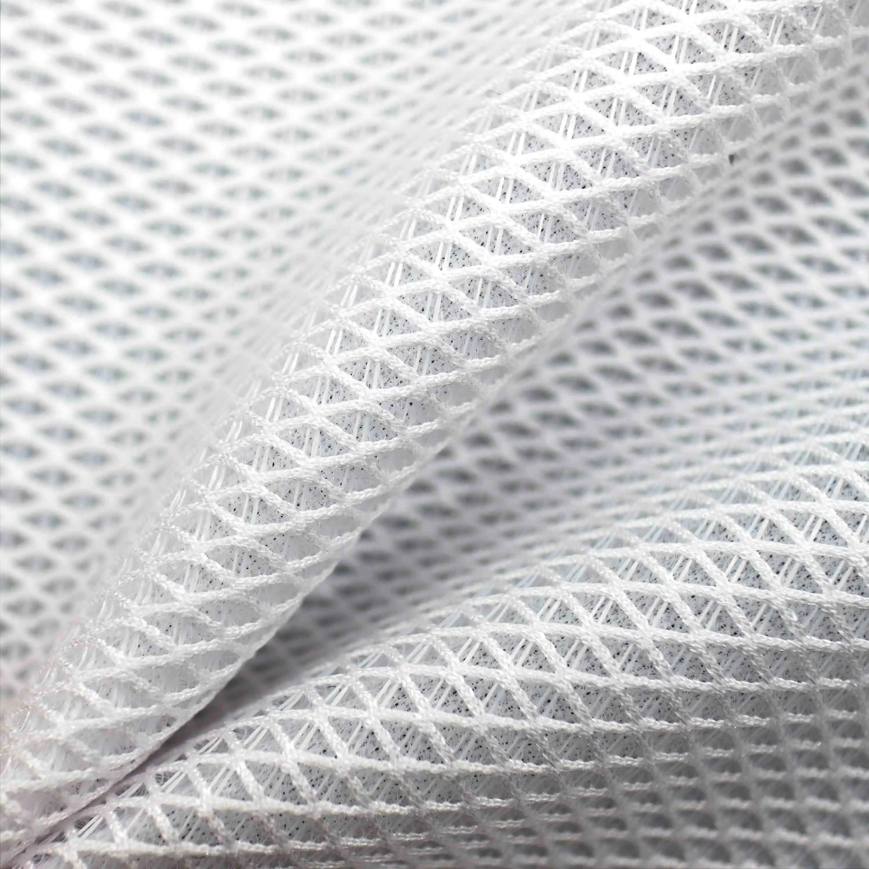 Warp knit regular double sided triple mesh D1974 Upper layered comfort breathable soft white three-dimensional layered semi transparen 1