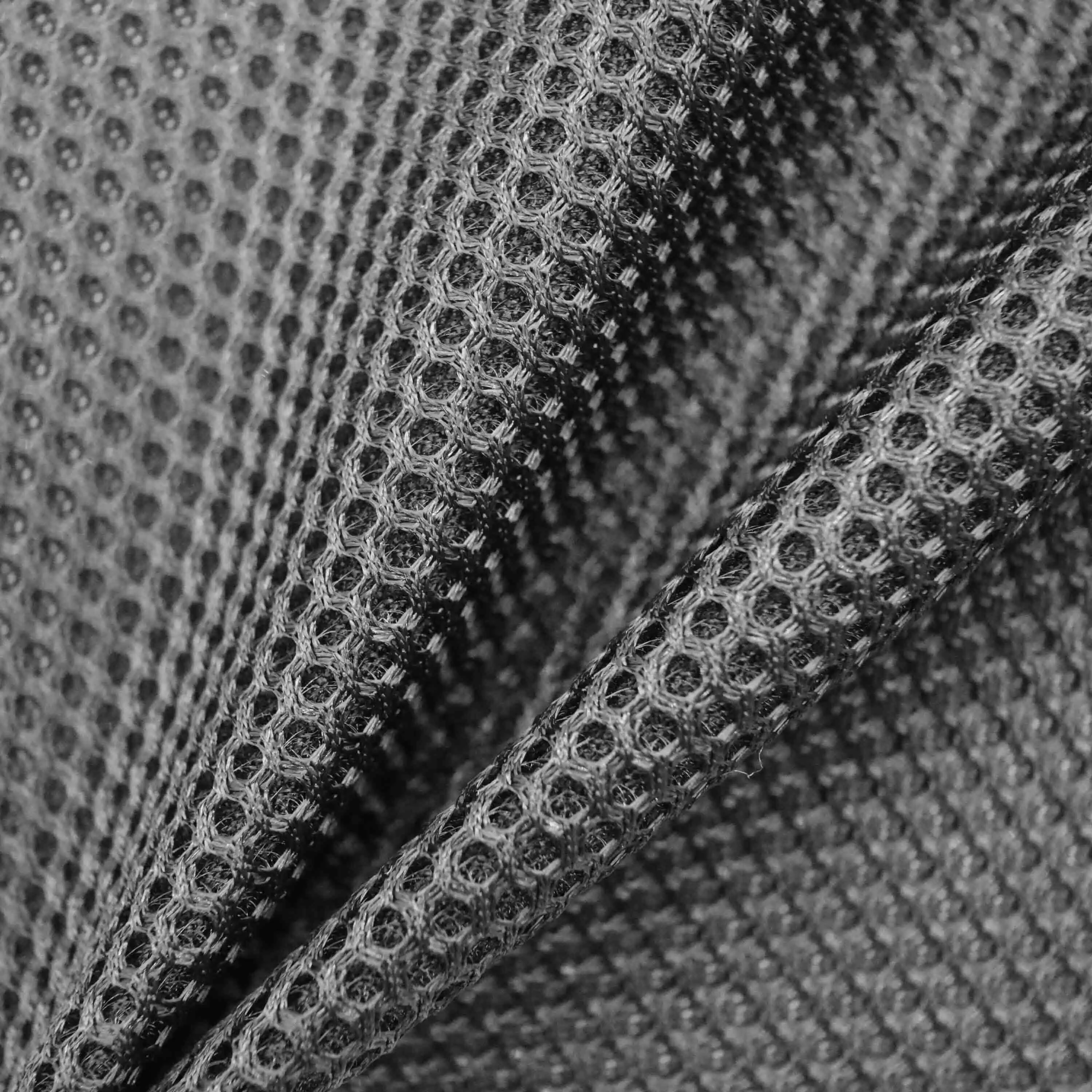 Warp knit regular double-sided triple mesh D2863F Upper layered comfort breathable soft black three-dimensional layered semi-transparent running shoes underneath fabric breathable perforated 1