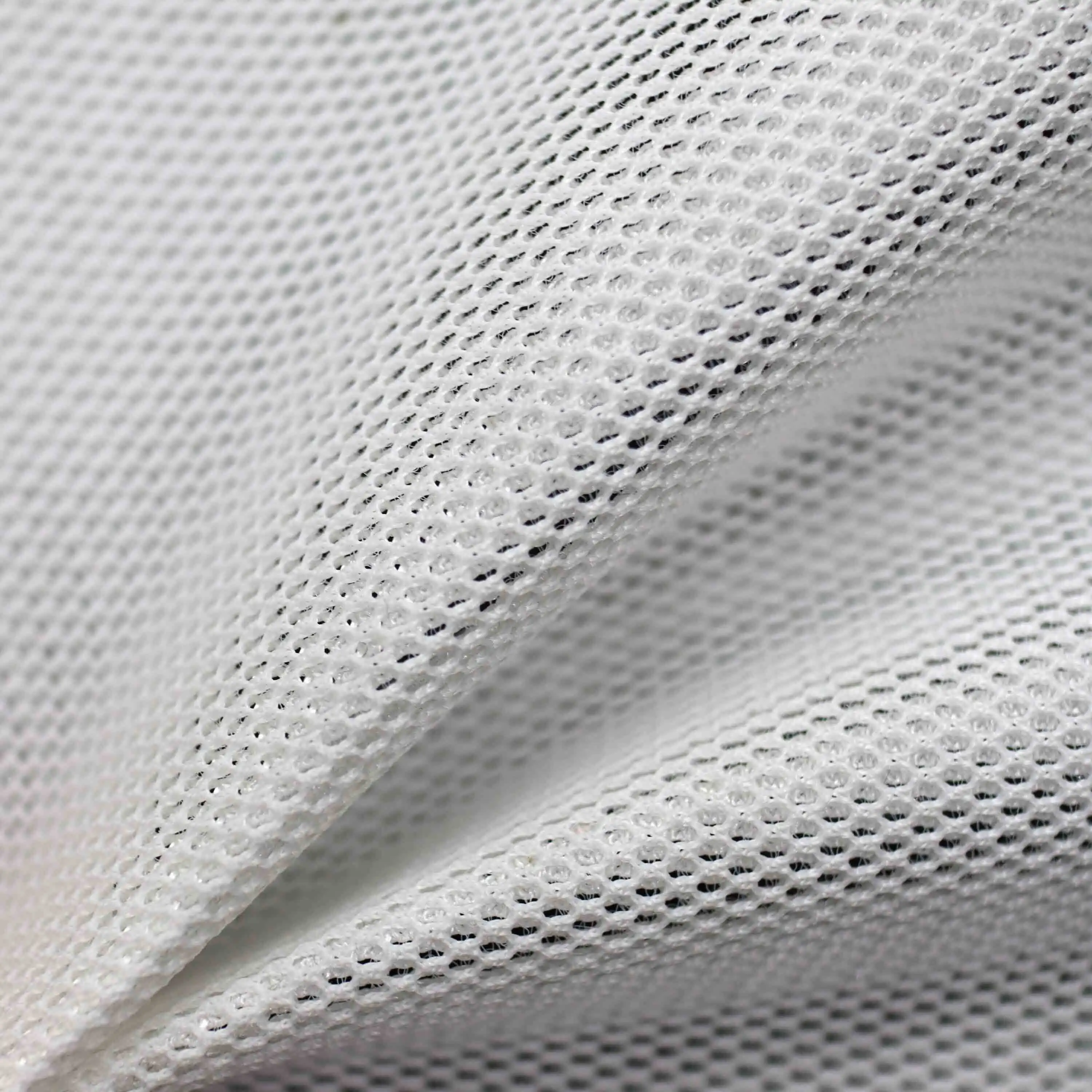 Warp knit regular double sided triple mesh D3307 Upper layered comfort breathable soft white three dimensional layered semi transparent 1