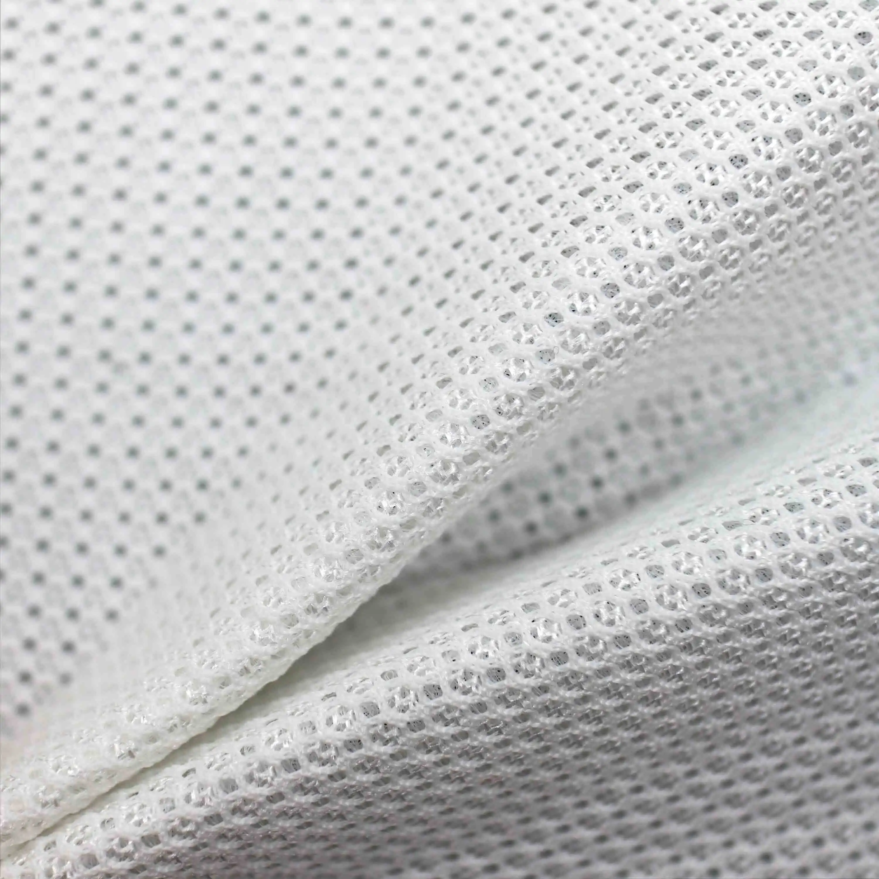 Warp knit regular double-sided triple mesh D3718F Upper layered comfort breathable soft white three-dimensional layered semi-transparent running shoes underneath fabric breathable perforated 1