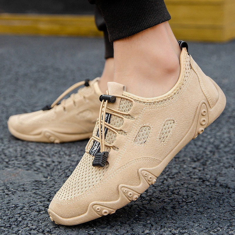 2025 men's shoes wholesale new mesh fashion bean shoes trend men's one-legged lace-up breathable casual shoes. 1