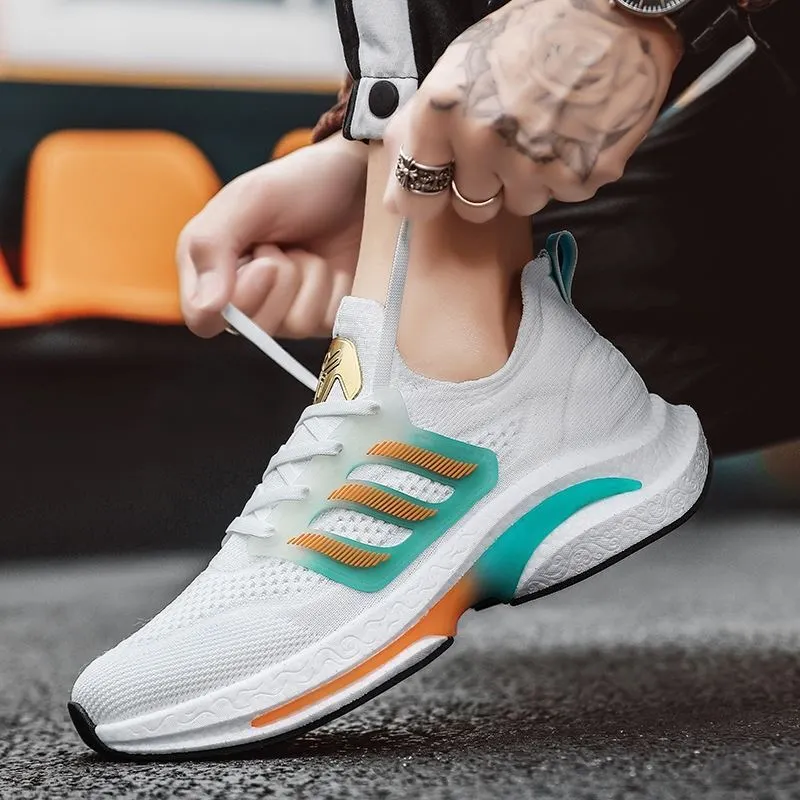 2025 men's shoes men's sports shoes spring and autumn flying woven mesh casual shoes breathable Joker student running shoes 1