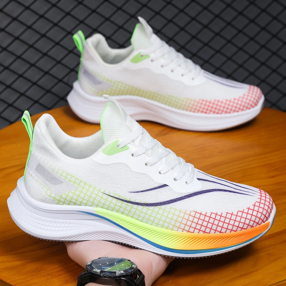 2025 running shoes men's summer new fashion breathable tide take men's shoes fly woven thick-soled lightweight thin sports shoes wholesale. 1