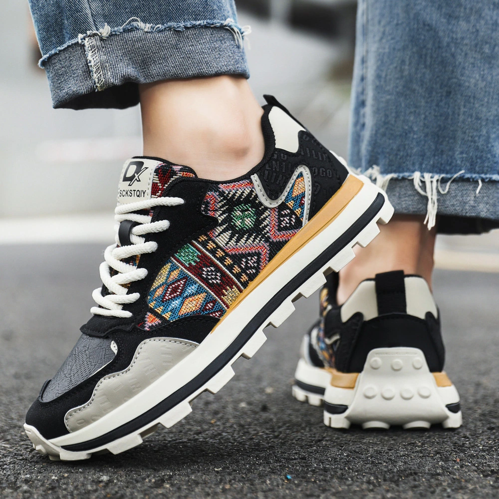 2025 autumn and winter new men's shoes fashion printing embroidery sports casual shoes comfortable platform increase shoes men. 1