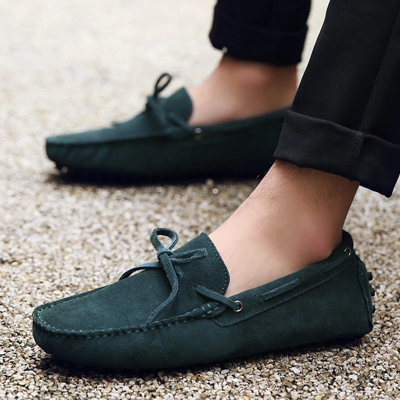 2025 new men's suede bean shoes lace-up driving shoes wholesale men's shoes 1