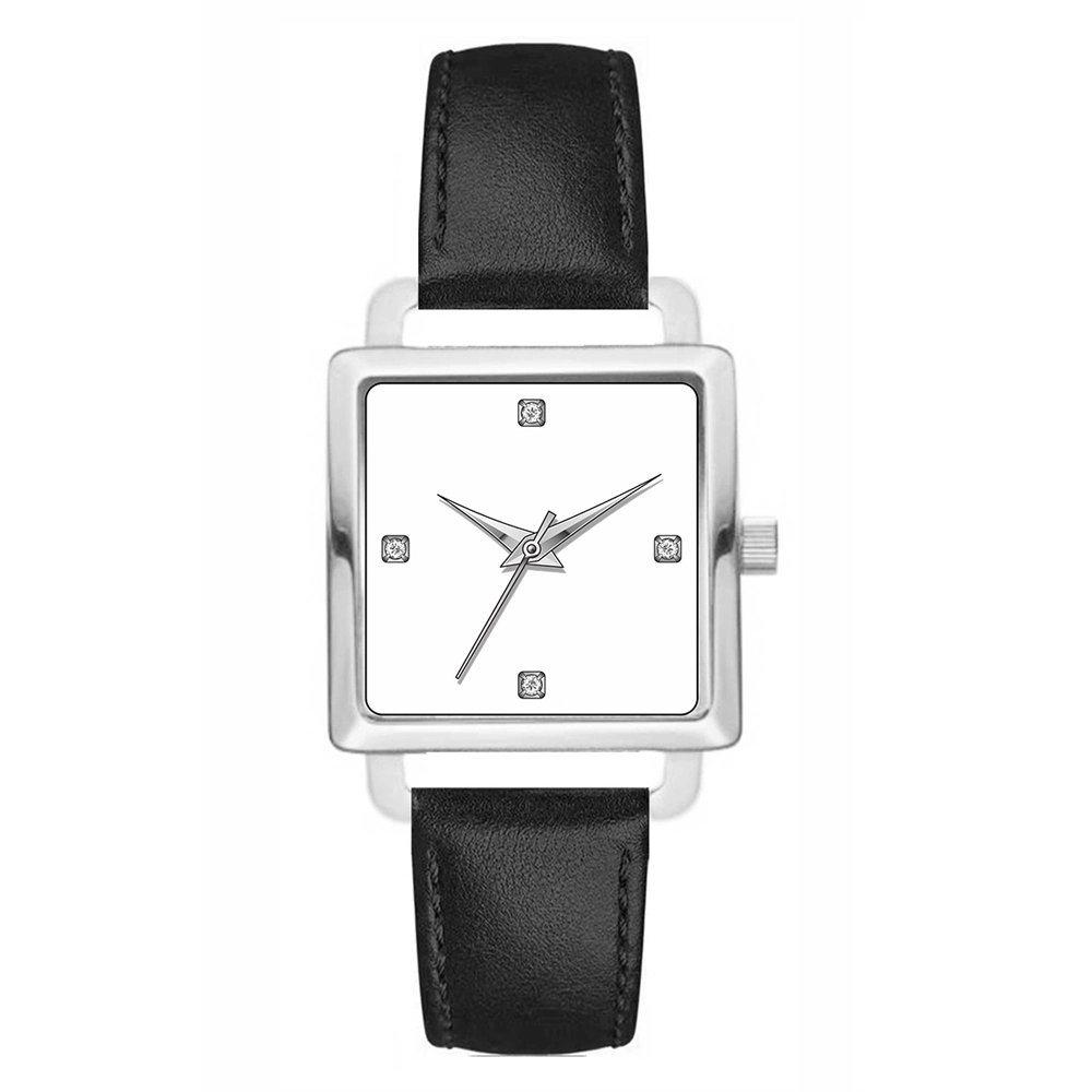 MIGAGA petite montre à quartz carrée avec bracelet en cuir pour femme U013-28 1