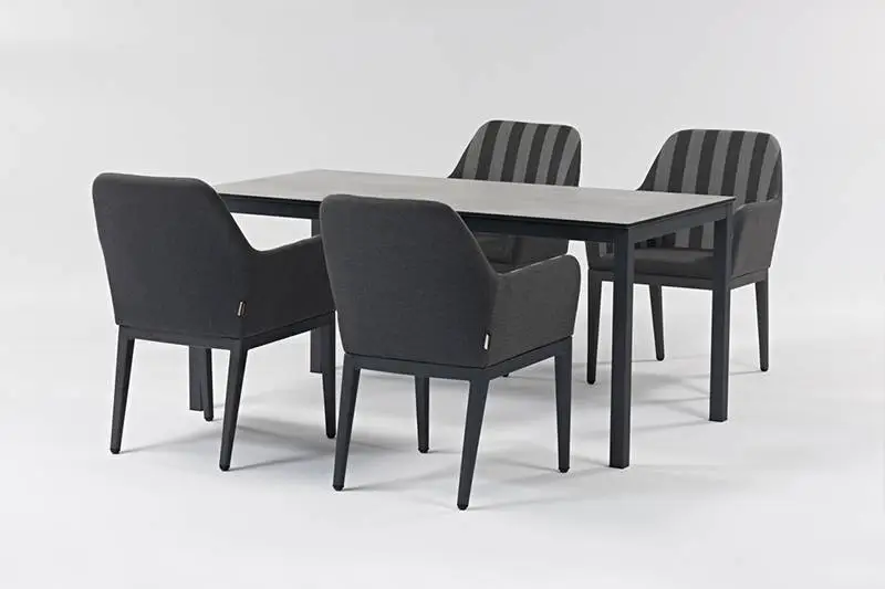 Bahagian Atas Meja Papan HPL dan Kain Sunbrella Meja dan Kerusi Aluminium Luaran 1