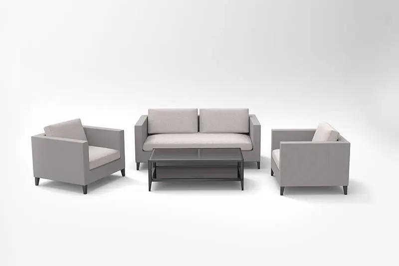 Gartensofa-Set für den Außenbereich mit Füßen aus Edelstahl und Textilene-Stoff, Couchtisch aus Aluminium 1