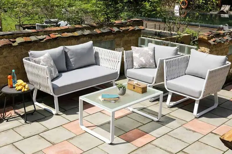 OEM Hot Selling 4 Piece Outdoor Armless Aluminum Sofa Set ເຟີນິເຈີສວນ 1