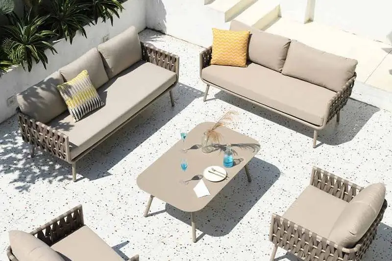 Garden Relax Орындық Қалың жастықтары Металл 4 дана диван жинағы Сыртқы жиһаз Алюминий 1