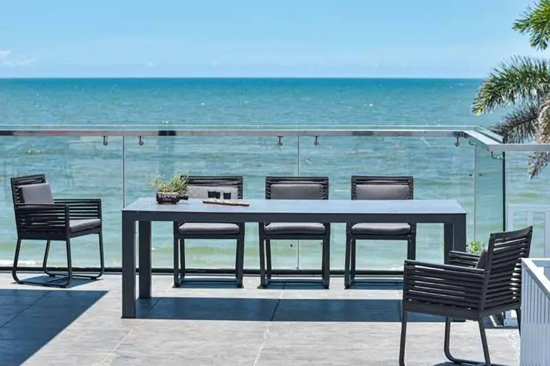 Garden Outdoor Rectangular Long All Aluminum Dining Table Set 1