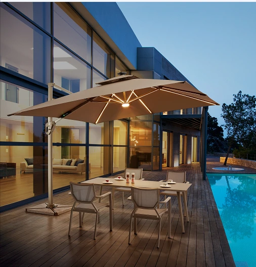 Outdoor Patio Cantilever Umbrella with LED Light LO-OU-08 1