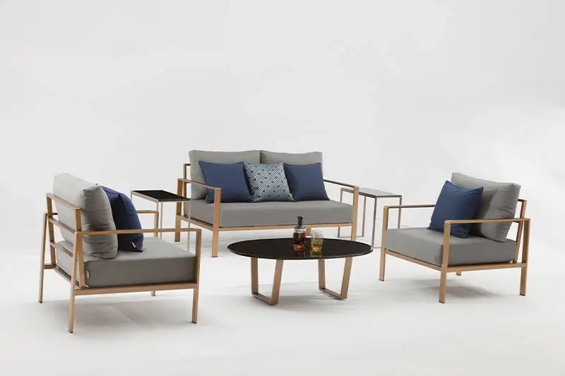 Gardd Soffa Awyr Agored Set gyda Dur Di-staen 304 Ffrâm a Armrest 1