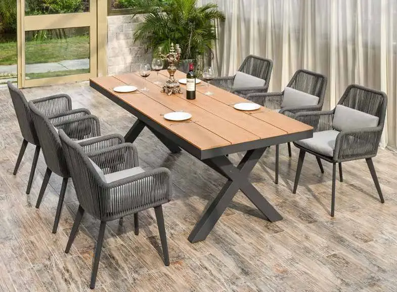 Tavolo da pranzo rettangolare per mobili in alluminio da giardino 1