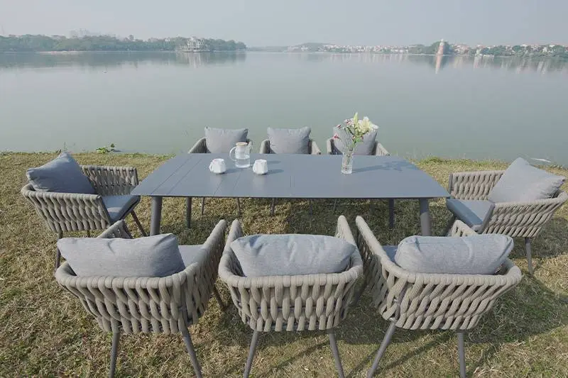 Set Meja Makan Taman Aluminium Perabot Luar Moden 1