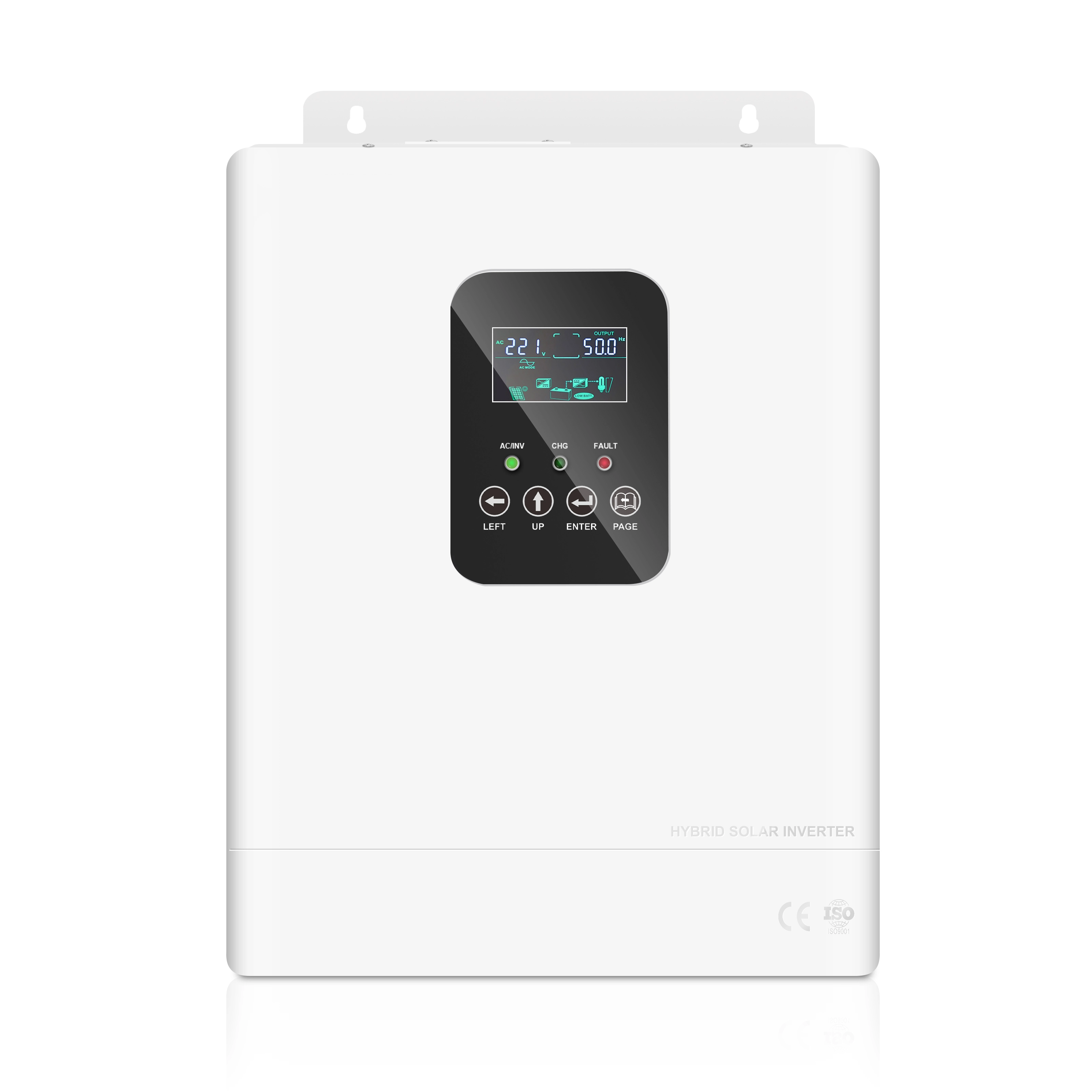 Uchungechunge lwe-HP Pro-T 1000W 2000W I-Solar Inverter ene-LCD isibonisi se-LED nezindlela ezintathu zokusebenza ezilungisekayo. 1