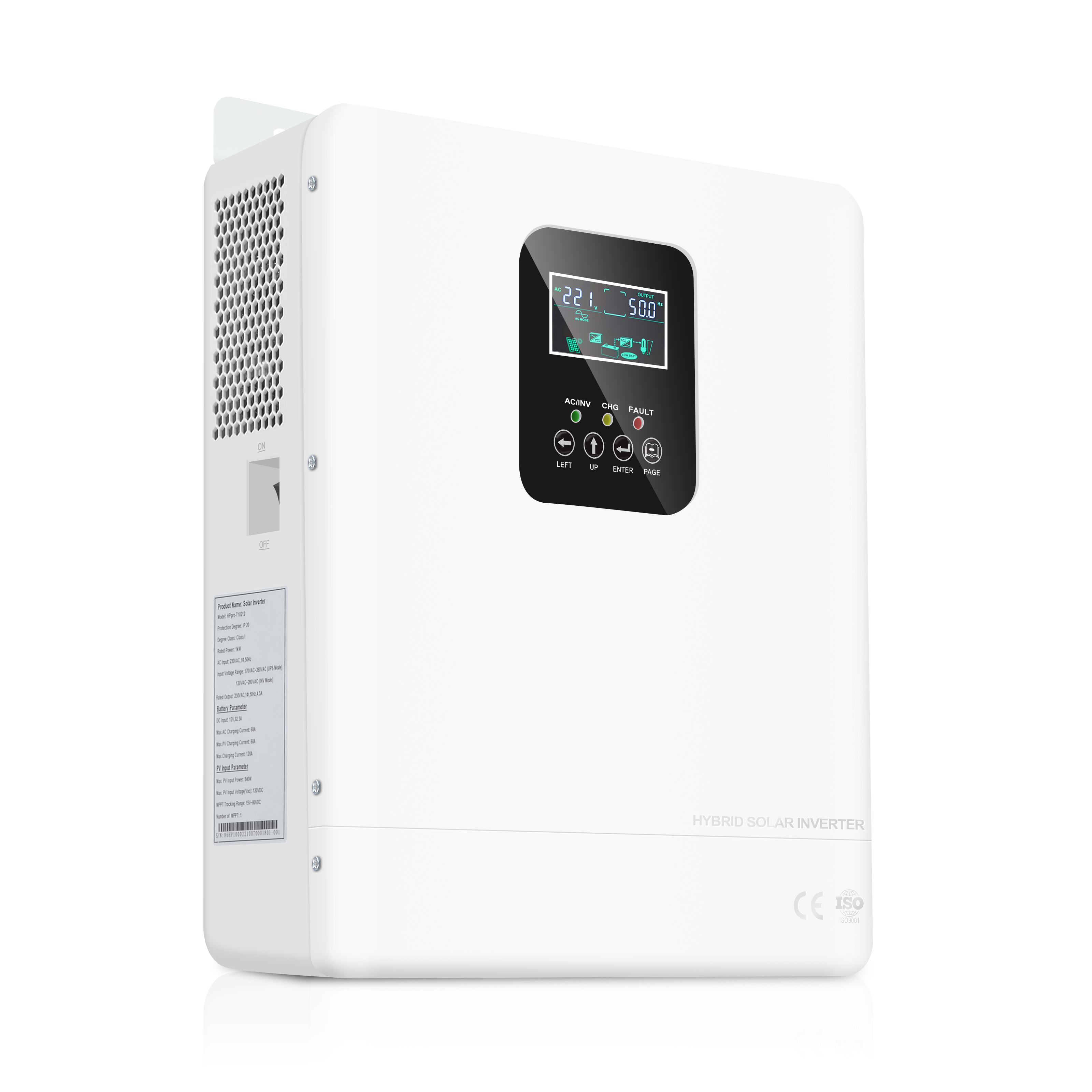 Uchungechunge lwe-HP Pro-T 1000W 2000W I-Solar Inverter ene-LCD isibonisi se-LED nezindlela ezintathu zokusebenza ezilungisekayo. 11