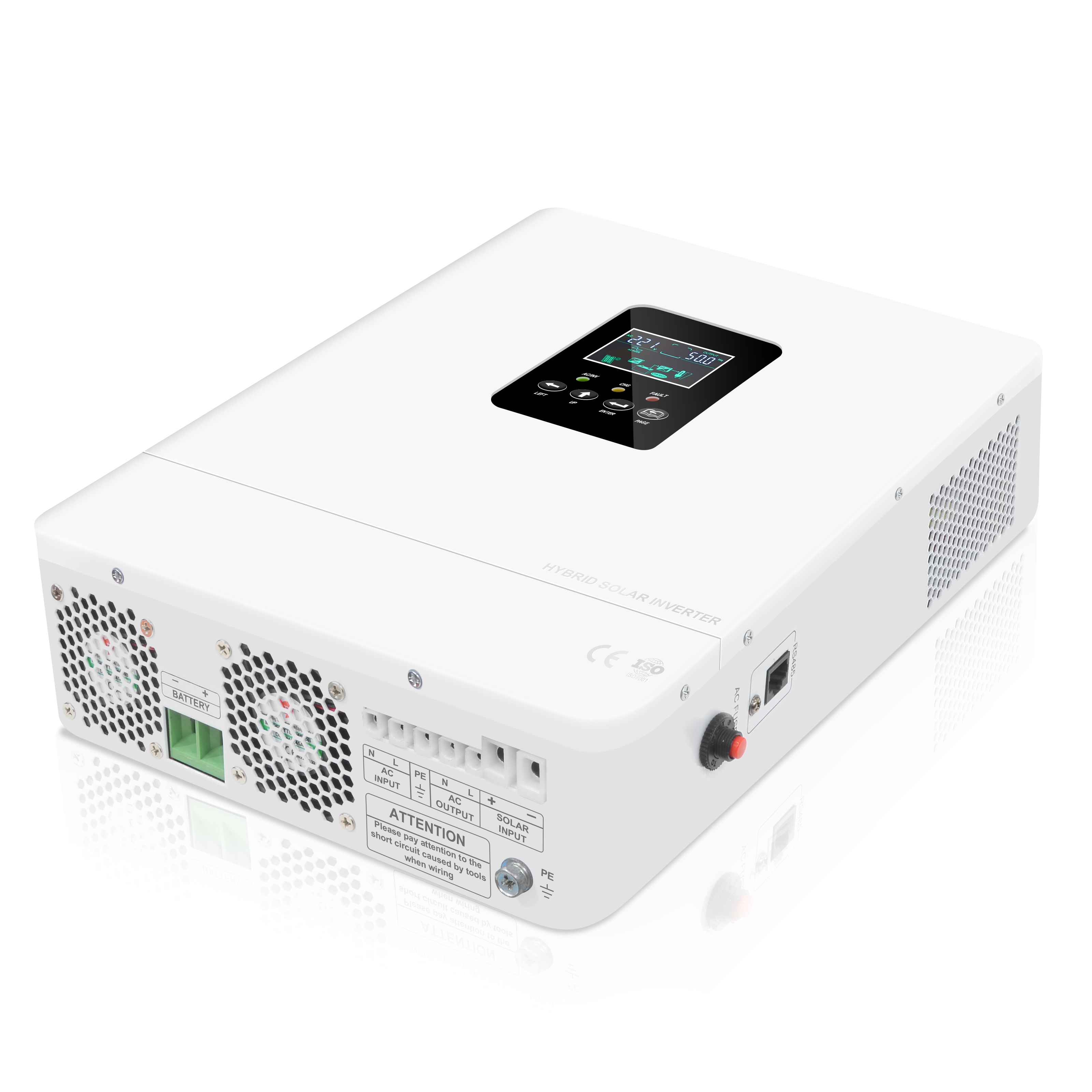 Uchungechunge lwe-HP Pro-T 1000W 2000W I-Solar Inverter ene-LCD isibonisi se-LED nezindlela ezintathu zokusebenza ezilungisekayo. 12