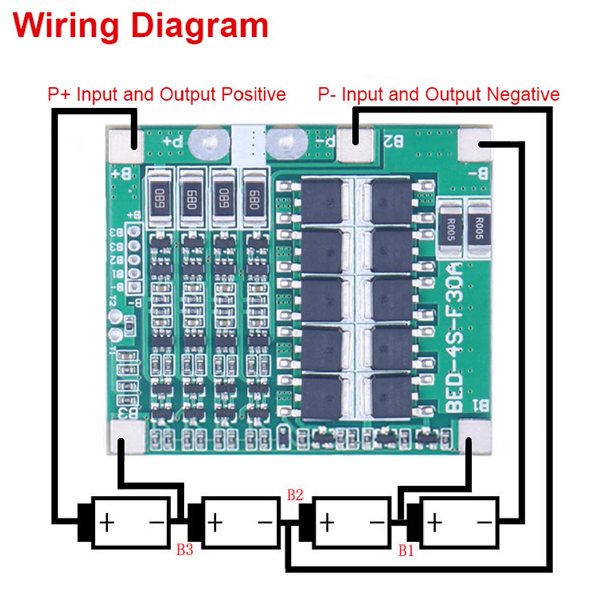 4S 14.8A リチウム電池 12.8V-30A BMS ボード 13