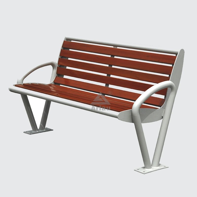 Banco de madera de teca simple al aire libre 1