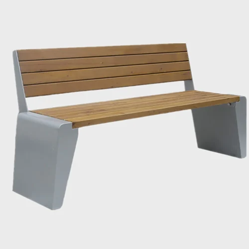 Asiento de banco al aire libre de madera natural de 3 plazas 1