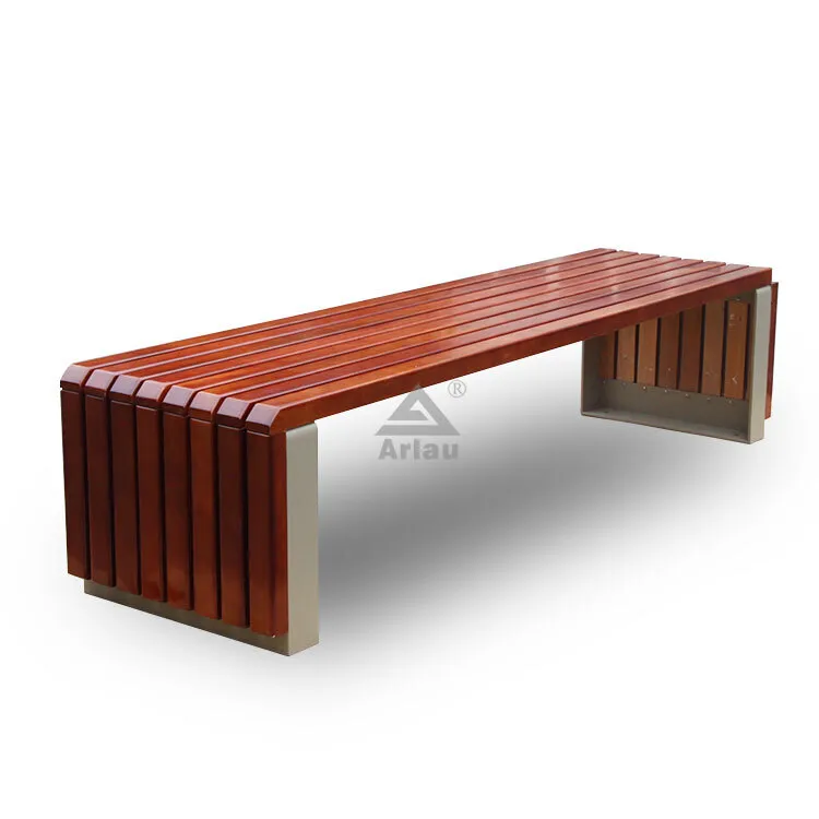 Outdoor park all wood backless bench 1