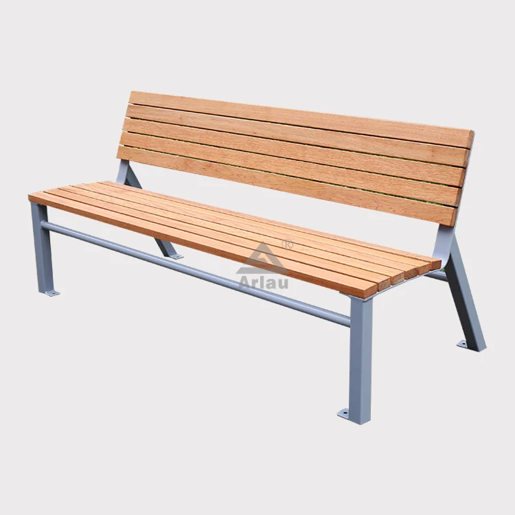 Bancos largos de madera maciza para parques al aire libre a la venta 1