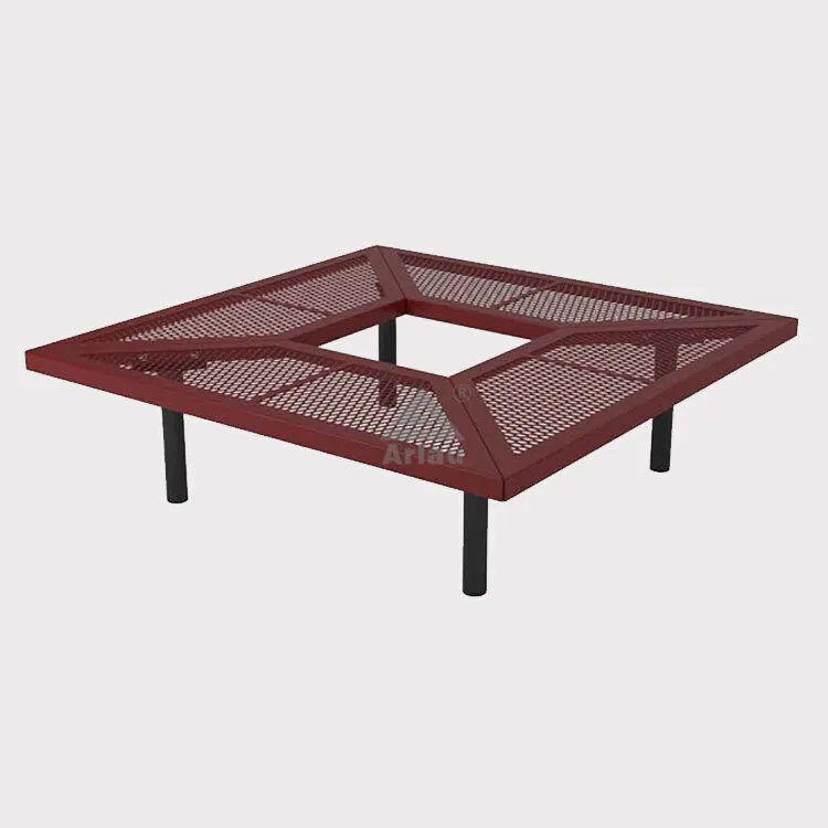 Mall park tree surround square thermoplastic surround object metal bench 1
