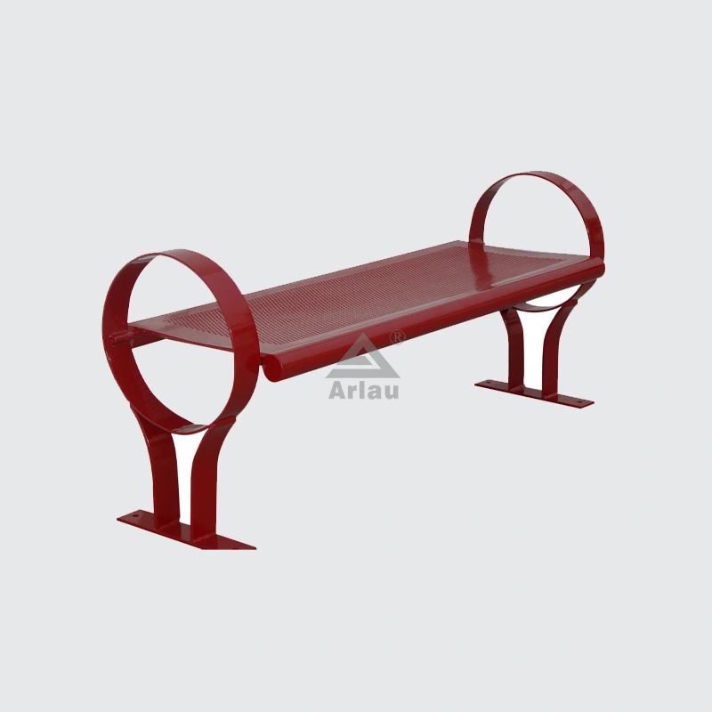 Metal red patio seating bench 1