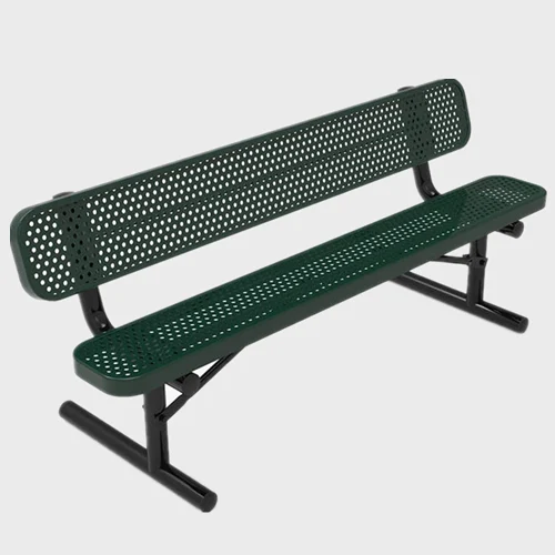 Simple perforated metal outdoor garden bench 1