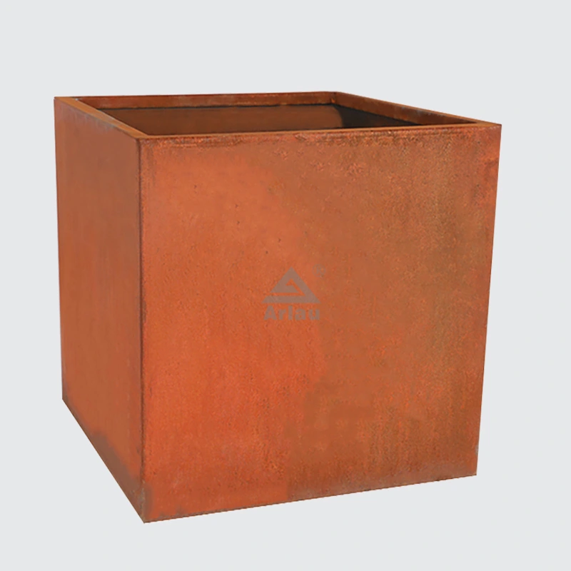 Fabricantes de macetas rectangulares altas de acero corten para jardinería y jardín al aire libre 1