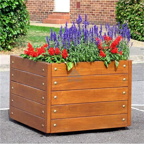 Maceta de jardín de madera para macetas de flores de la calle al aire libre 1