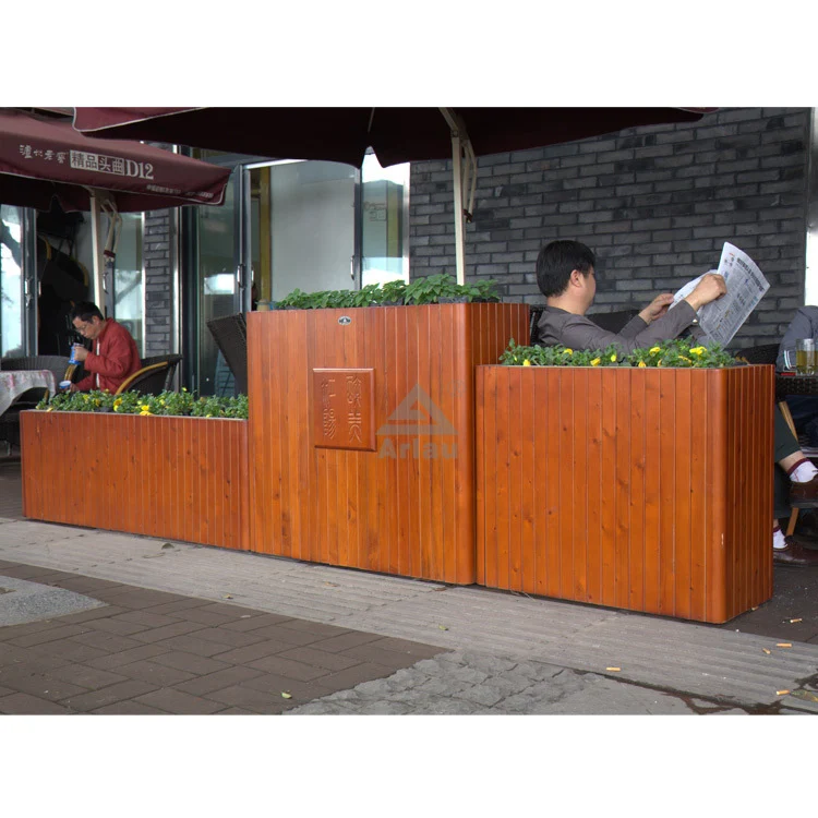 Outdoor rectangular vegetable planting antiseptic wood flower pot customization manufacturer -arlau 1