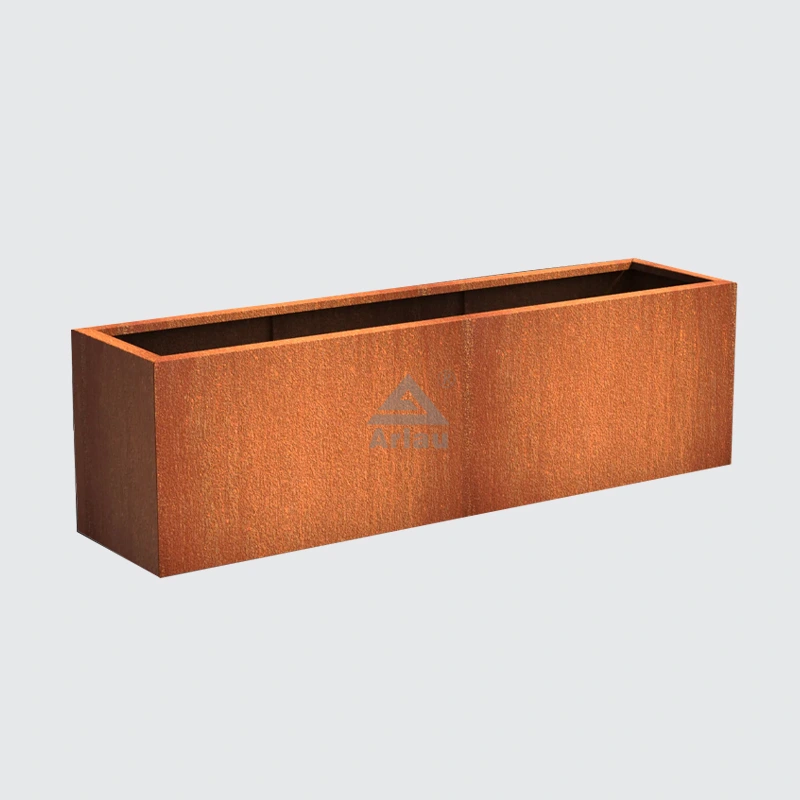 CORTEN STEEL RECTANGULAR PLANTER 1