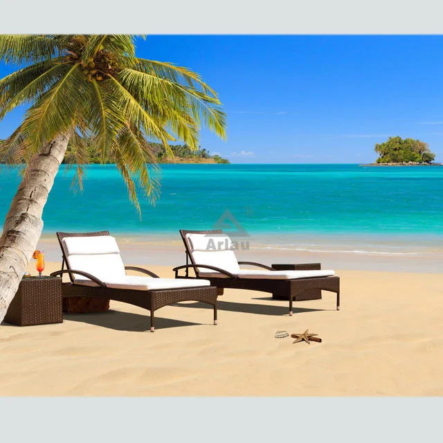 Outdoor pool sunbed beach lounge chair with round coffee table 1