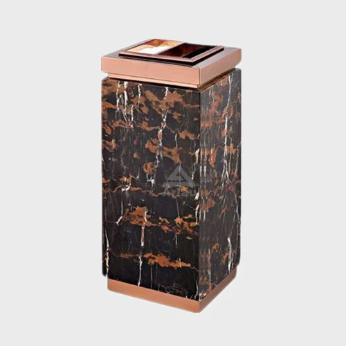 Custom hotel school square stainless steel marble garage waste bin 1