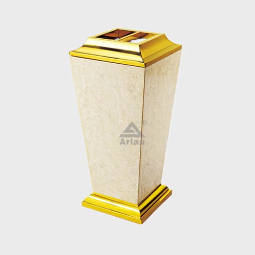 Beautiful And Stylish Marble Stainless Steel Trash Can In Hotel Lobby 1