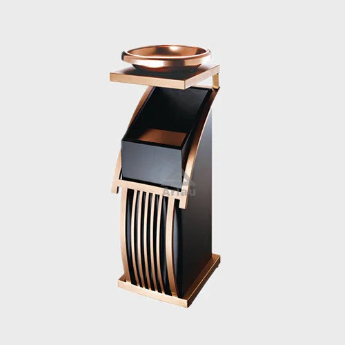 Hotel Lobby Elevator Entrance Rose Gold Vertical Trash Can 1