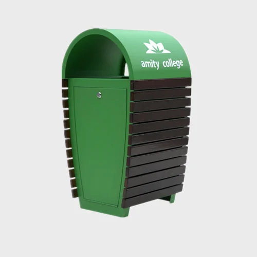 Green school trash trash bin 1