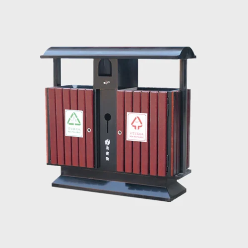 Poubelle double en bois 1