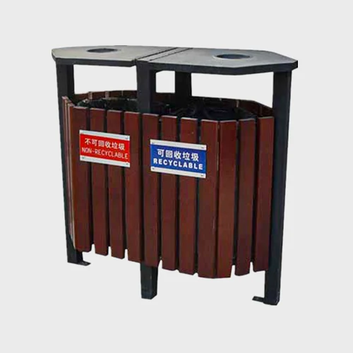 Outdoor garden Wooden Recycling Trash Can 1