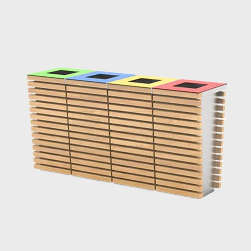 Wooden Outdoor Recycling Bin Multi Compartment Waste Station 1