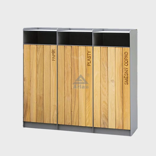Poubelle extérieure en bois à trois classifications 1